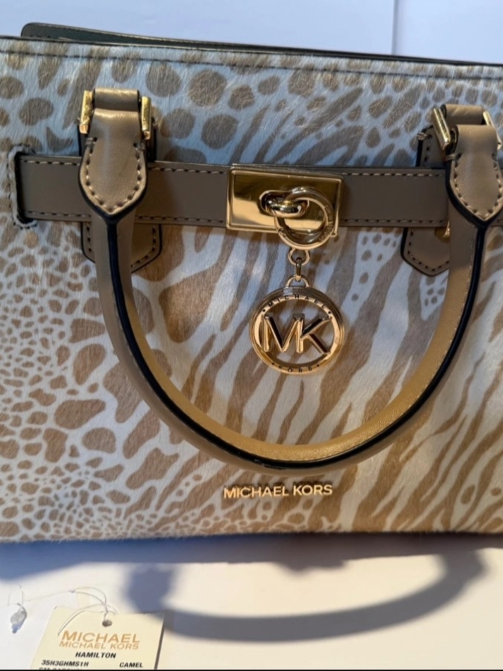 Rare Calf's Hair Michael Kors Camel Animal Print Satchel
